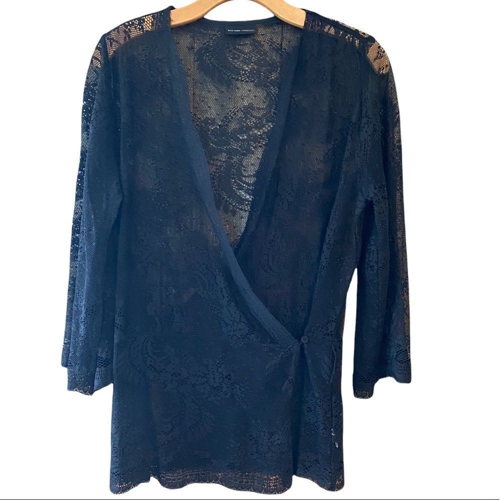 Elegant Black Lace Wrap Top